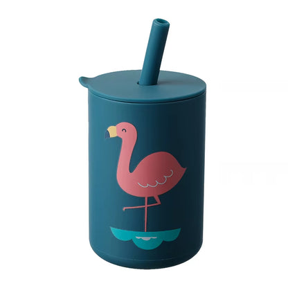 1PC Baby Feeding Drinkware Straw Cup Baby Cartoon Learning Feeding Cup Food Grade Silicone Toddler Water Bottle Tableware