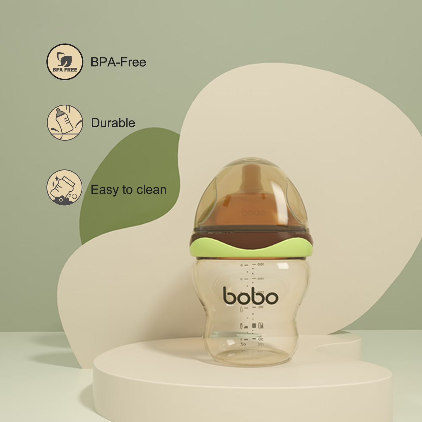 Newborn Baby Bottles - Wide Neck Bottles,Slow Nipple,Green, 6Oz/180Ml,4Pk