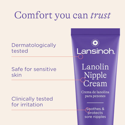 Lanolin Nipple Cream, 1.41 Ounces | Safe for Breastfeeding Baby, 100% Natural Nipple Butter, Breastfeeding Essentials, Postpartum Moms