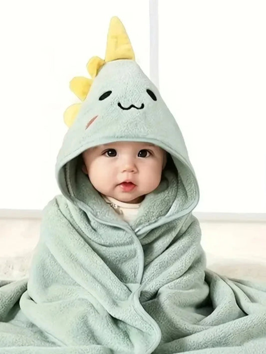 Coral Velvet Cape Bath Towel Newborn Bath Wrap Bath Towel Cute Cartoon Cape Bathrobe