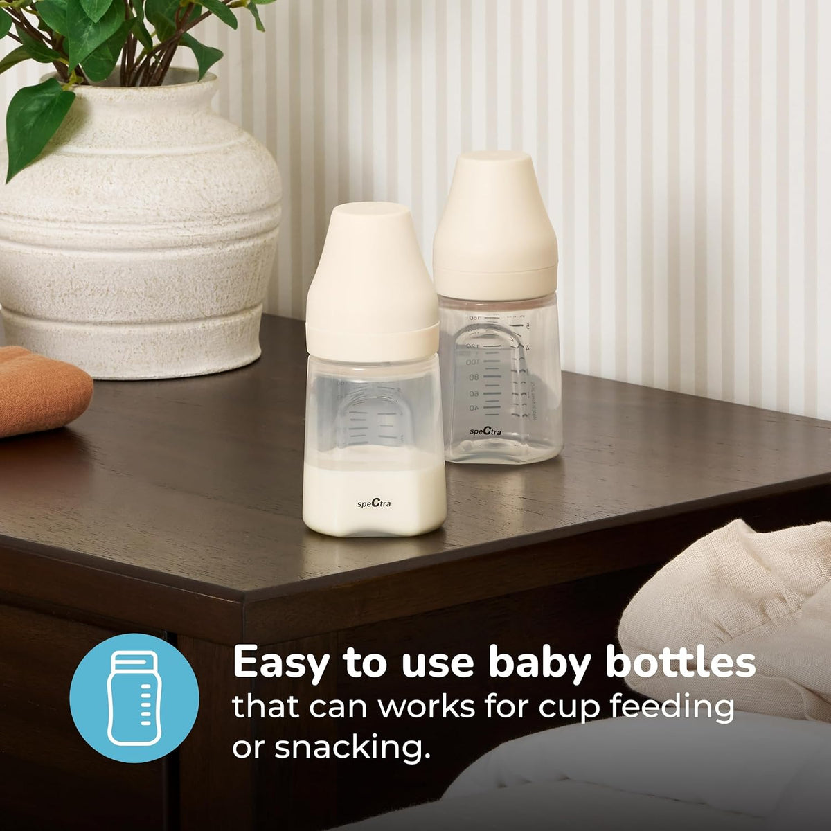 - Wide Neck Baby Bottles - Compatible with  Breast Milk Pump Flanges (Pack of 2)