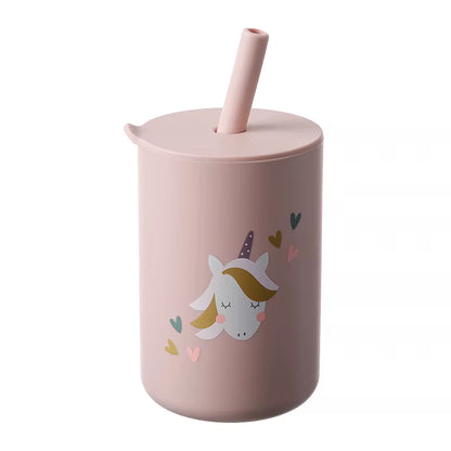 1PC Baby Feeding Drinkware Straw Cup Baby Cartoon Learning Feeding Cup Food Grade Silicone Toddler Water Bottle Tableware