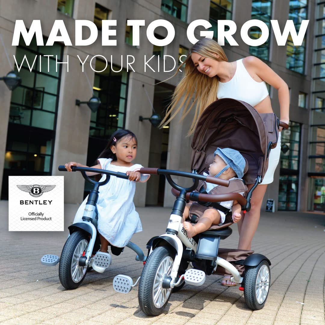 Bentley 6-In-1 Baby Stroller & Toddler Tricycle – Officially Licensed Luxury Kids Bike, Convertible Travel Strollers & Kid Trike with Air Wheels, Canopy & Safety Features (6M-5Y+ | Jetstream Blue) | Convertible Baby Stroller with Canopy and Air Wheels, Designed as a Travel Stroller and Baby Tricycle.