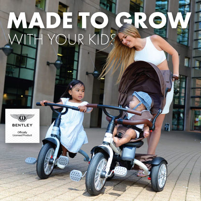 Bentley 6-In-1 Baby Stroller & Toddler Tricycle – Officially Licensed Luxury Kids Bike, Convertible Travel Strollers & Kid Trike with Air Wheels, Canopy & Safety Features (6M-5Y+ | Jetstream Blue) | Convertible Baby Stroller with Canopy and Air Wheels, Designed as a Travel Stroller and Baby Tricycle.