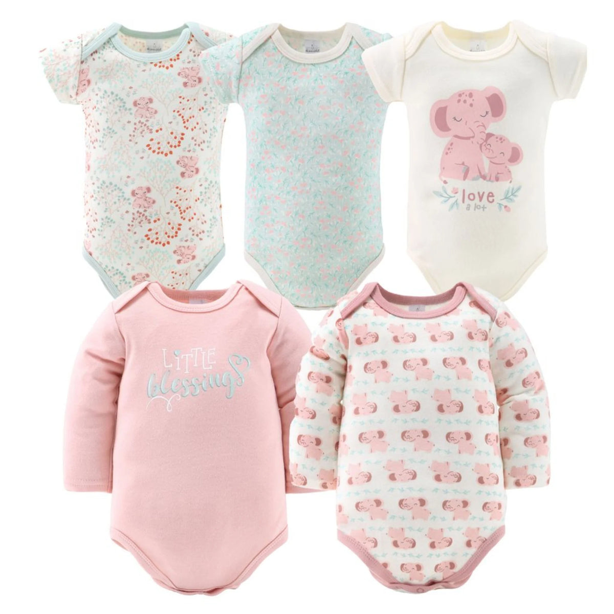 Baby Girl Pink Floral Elephant Cotton Layette Gift Set, Baby Clothes Essentials, 30-Piece