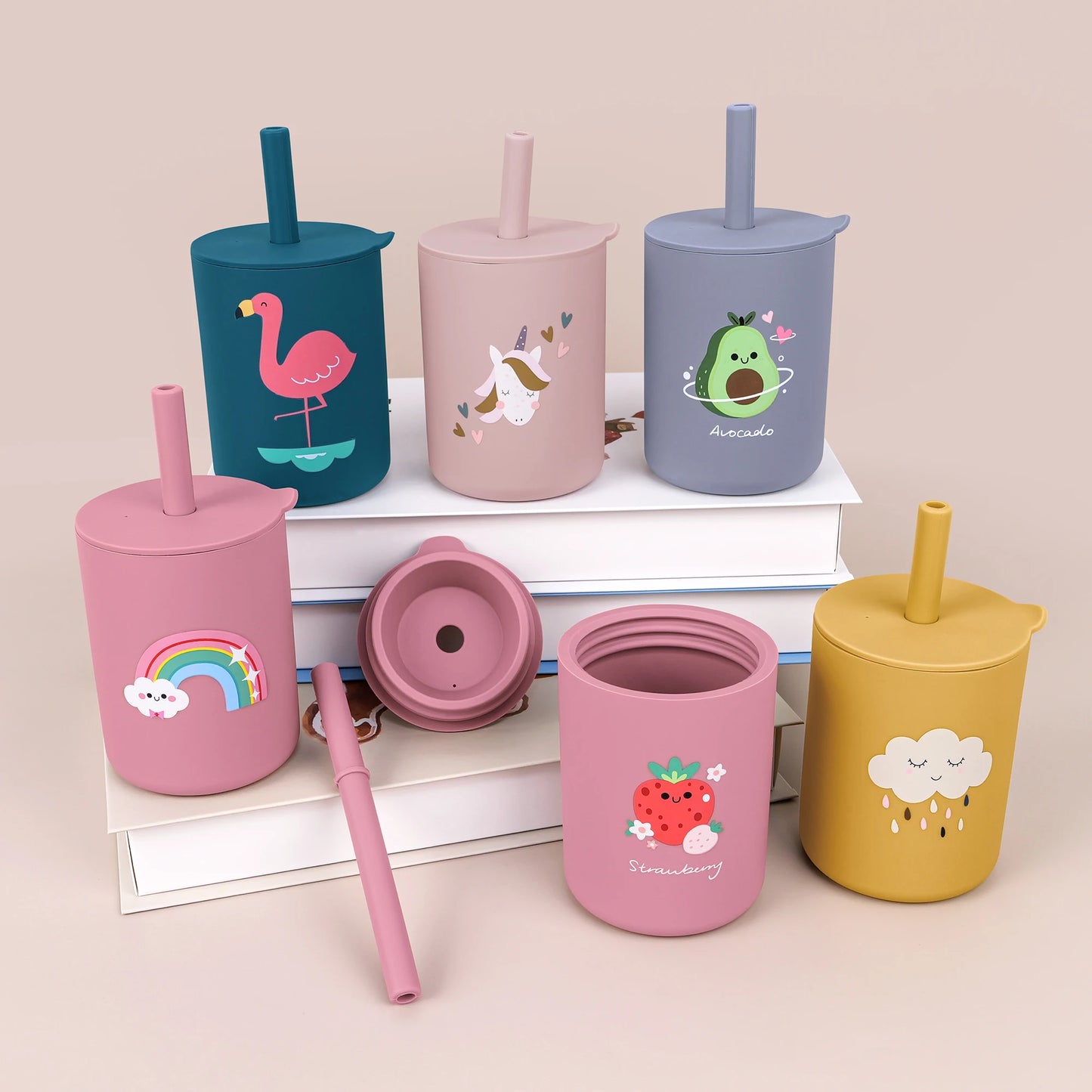 180Ml/6Ozsilicone Baby Feeding Drinkware Straw Cup Kid Learning Feeding Bottle Leakproof Silicone Tableware Toddler Water Bottle