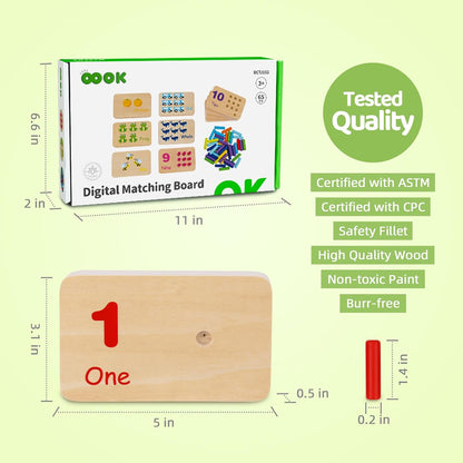 Peg Board Toddler Toys, Counting Wooden Toys with 55 Pegs | Wooden Math Manipulatives, Montessori Math and Numbers for Kids & Kindergarten Learning Activities