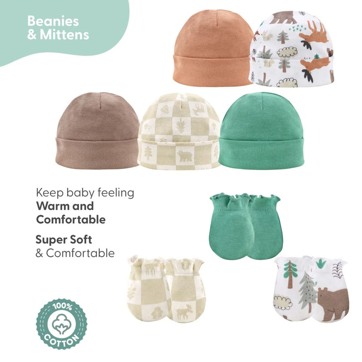 Baby Boy Woodland Animals Cotton Layette Gift Set, Baby Clothes Essentials, 23 Piece