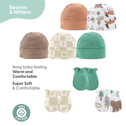 Baby Boy Woodland Animals Cotton Layette Gift Set, Baby Clothes Essentials, 23 Piece