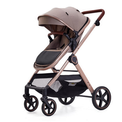 2 in 1 Baby Stroller, Newborn Infant Toddler Convertible Pram Stroller for 0-36 Months Old Babies (Beige)