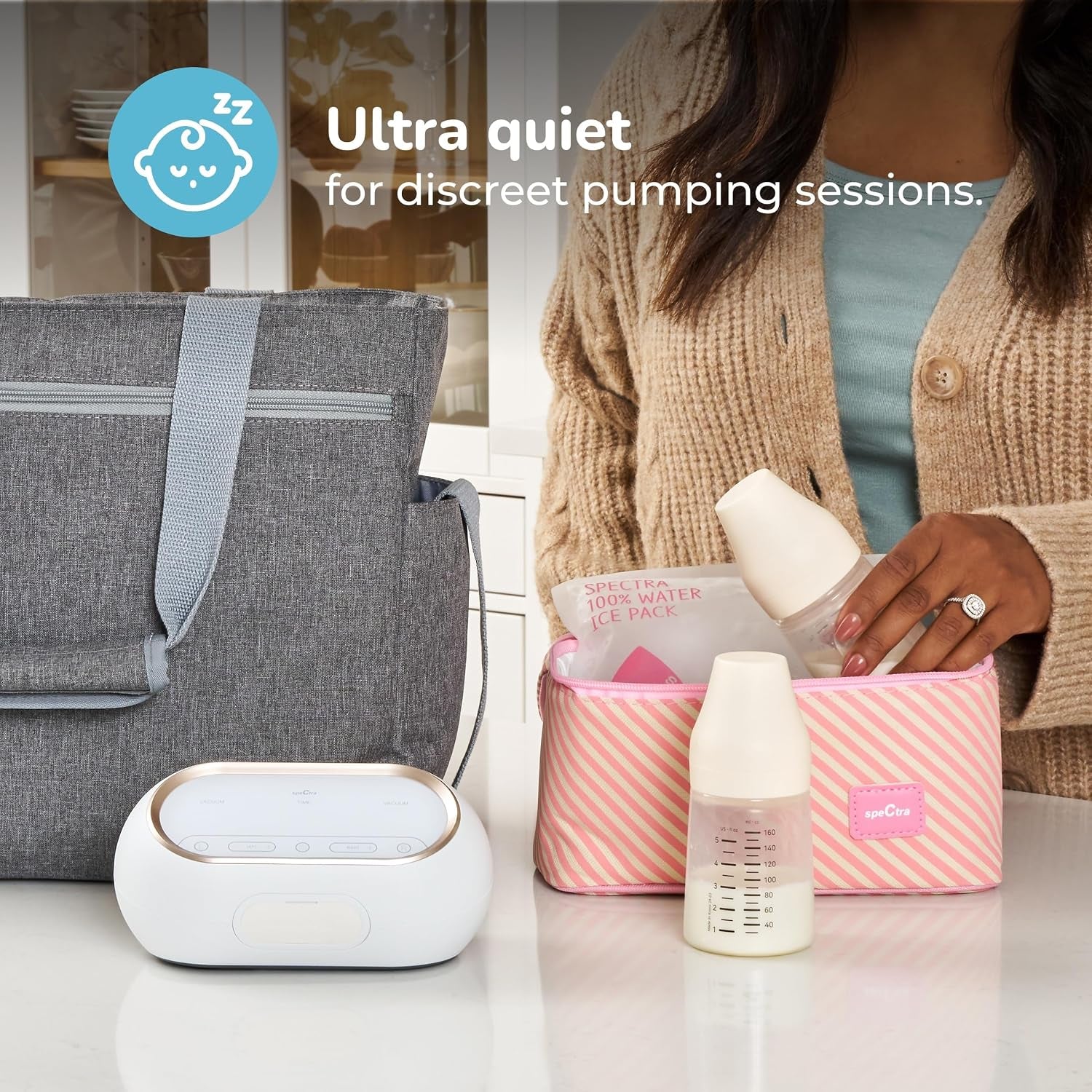 - Synergy Gold Portable - Dual Adjustable Electric Breast Milk Pump with Tote Bag, Breast Milk Bottles and Cooler for Baby Feeding