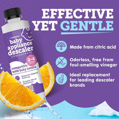 Baby Sterilizer Descaler, Compatible with Baby Brezza, 8 Oz 2 Pk | Citric Acid Formula; Odorless; Helps Remove Mineral Buildup; Made in USA; 2-Pack, 8 Oz Each