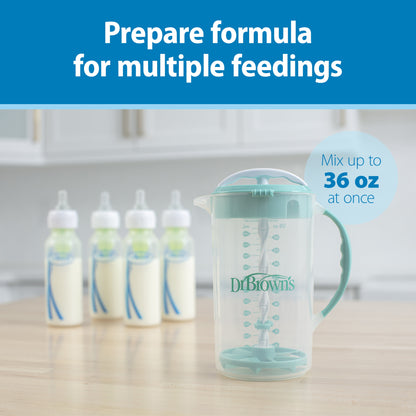 Baby Formula Mixing Pitcher, Adjustable Stopper/Locking Lid/No-Drip Spout, Blue 36Oz, 1 Pack