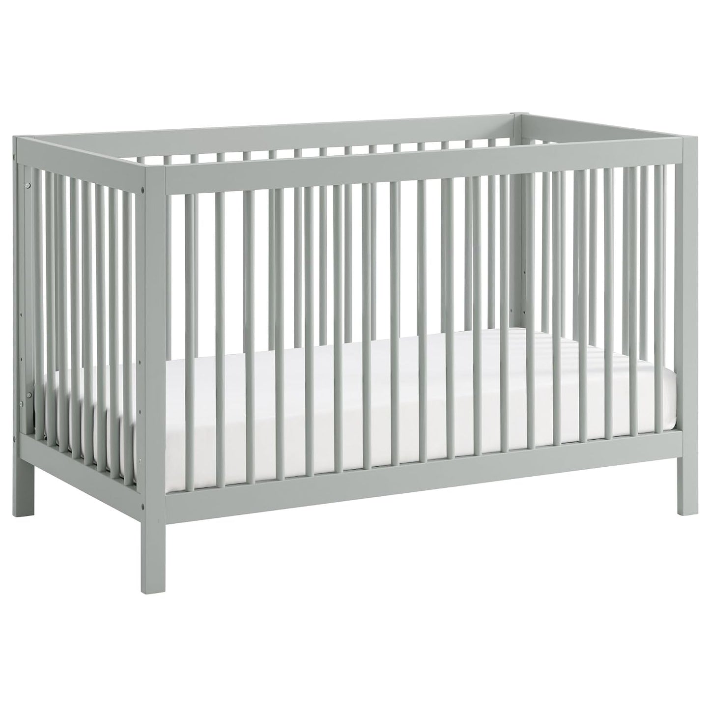 Essentials Island Full Size 4-In-1 Convertible Baby Crib with round Spindles, Gray