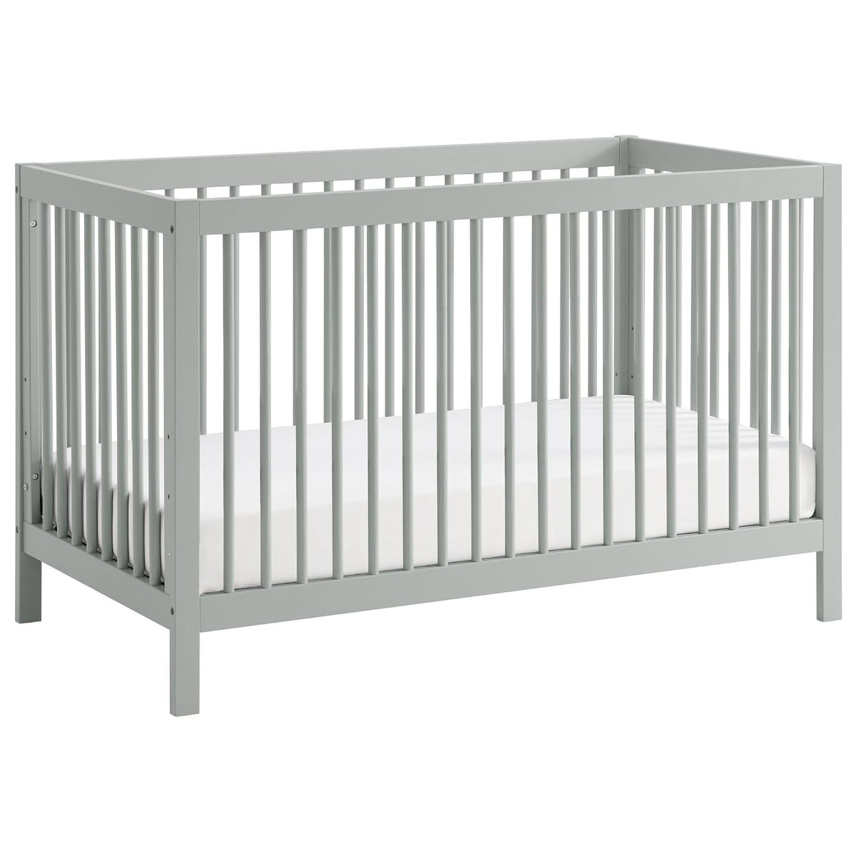 Essentials Island Full Size 4-In-1 Convertible Baby Crib with round Spindles, Gray