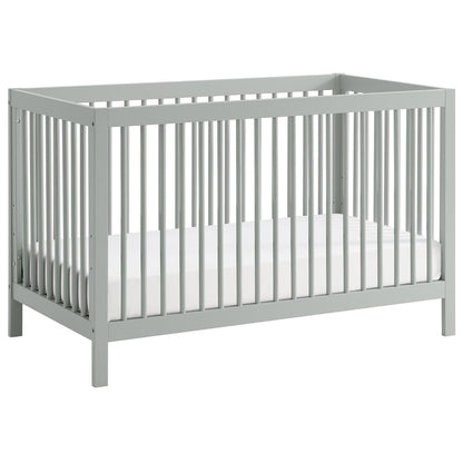 Essentials Island Full Size 4-In-1 Convertible Baby Crib with round Spindles, Gray