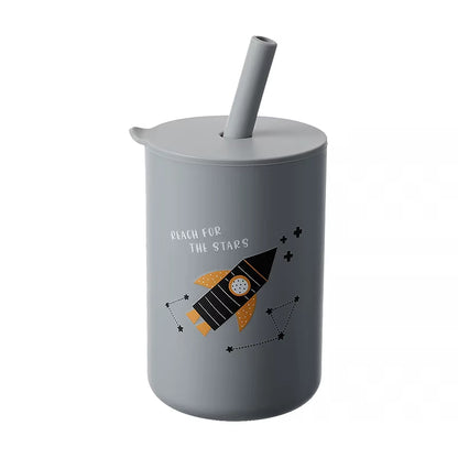 1PC Baby Feeding Drinkware Straw Cup Baby Cartoon Learning Feeding Cup Food Grade Silicone Toddler Water Bottle Tableware