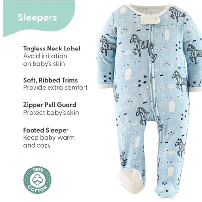 Baby Boy Blue Safari Cotton Layette Gift Set, Baby Clothes Essentials, 30-Piece