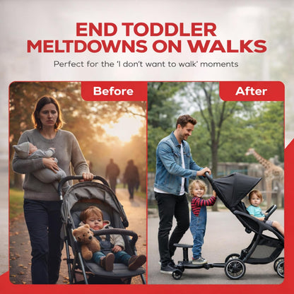 2026 New-Universal Stroller Board with Detachable Seat | 2 in 1 Sit and Stand Toddler Stroller Seat Attachment | Stroller Board Attachment for Toddler | Holds Children up to 55 Lbs