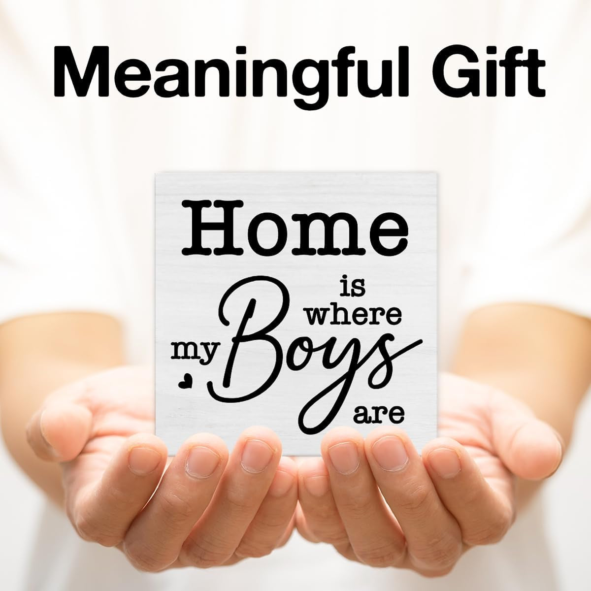 New Mom Gifts Rustic Family Decor Home Is Where My Boys Are Wooden Sign Family Decorations for Home Living Room Bedroom Desk Shelf Table 5 X 5 Inches