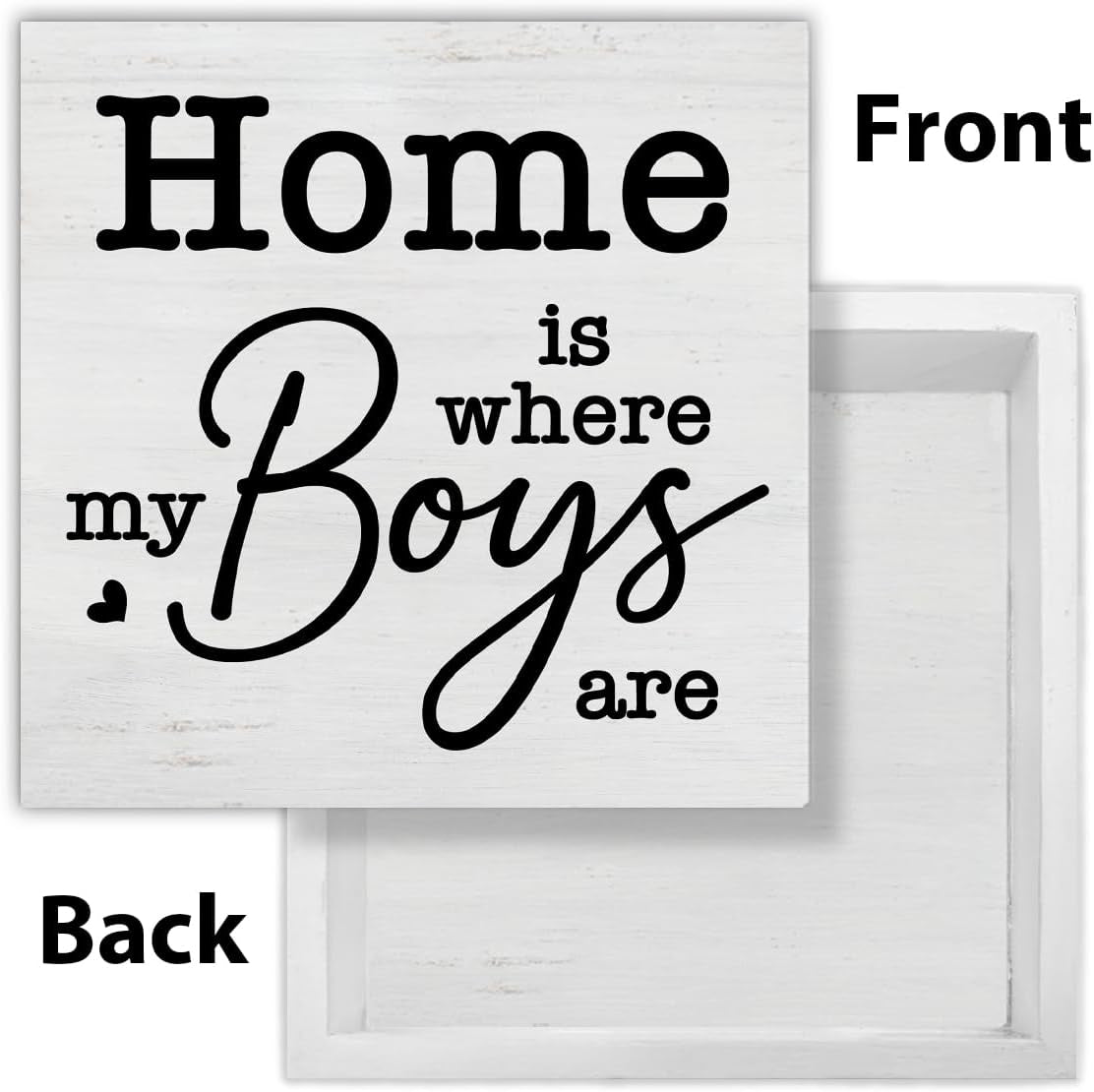 New Mom Gifts Rustic Family Decor Home Is Where My Boys Are Wooden Sign Family Decorations for Home Living Room Bedroom Desk Shelf Table 5 X 5 Inches