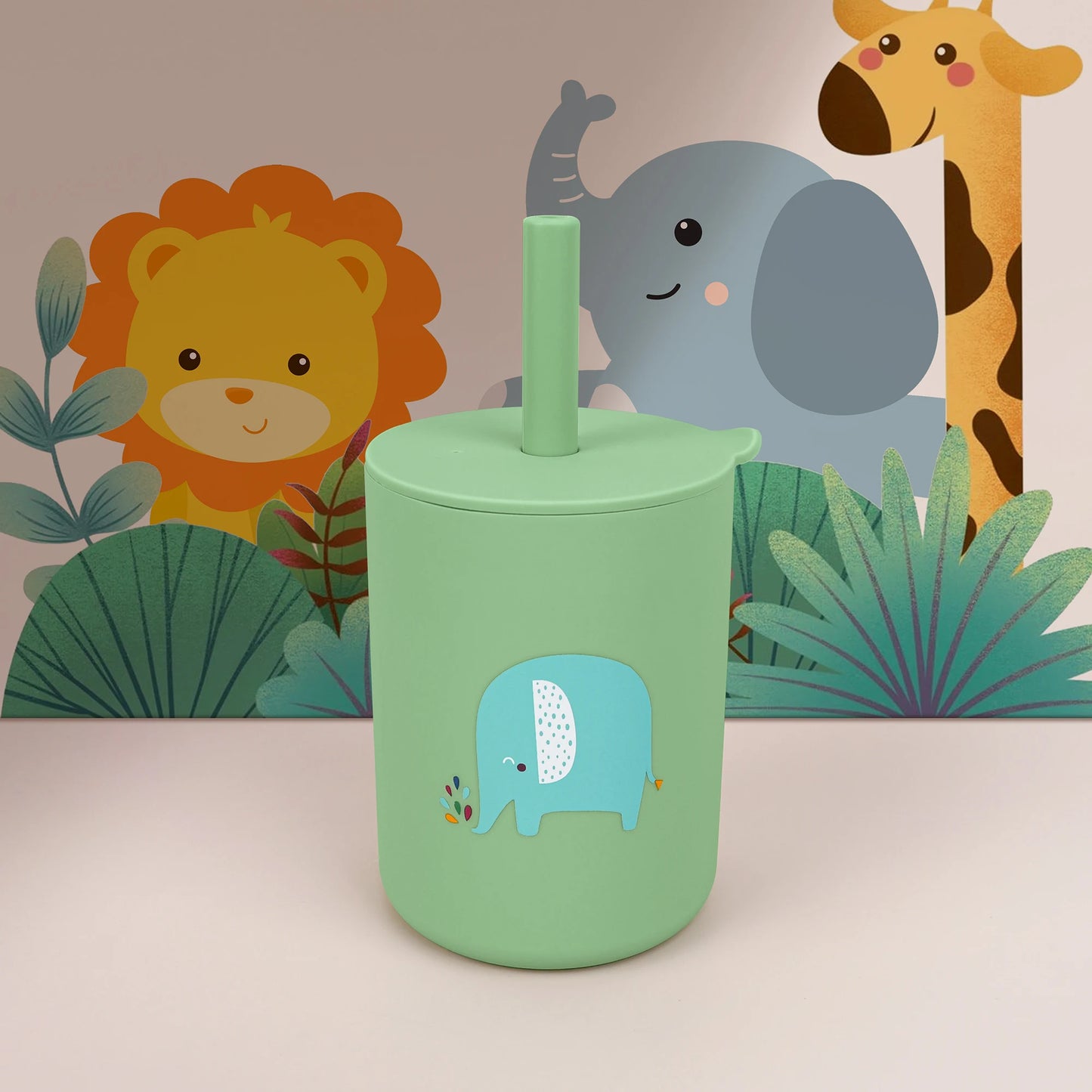 180Ml/6Ozsilicone Baby Feeding Drinkware Straw Cup Kid Learning Feeding Bottle Leakproof Silicone Tableware Toddler Water Bottle