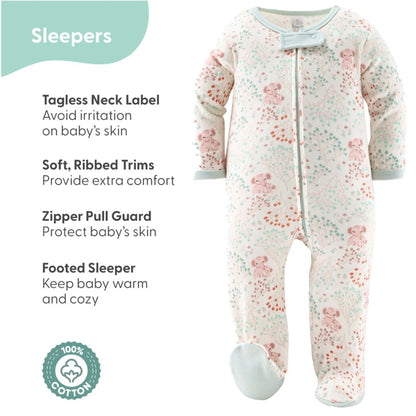 Baby Girl Pink Floral Elephant Cotton Layette Gift Set, Baby Clothes Essentials, 30-Piece