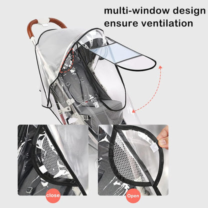 Stroller Rain Wind Cover Umbrella Accessory Windproof Waterproof Universal | Plastic Cover, Travel Essential