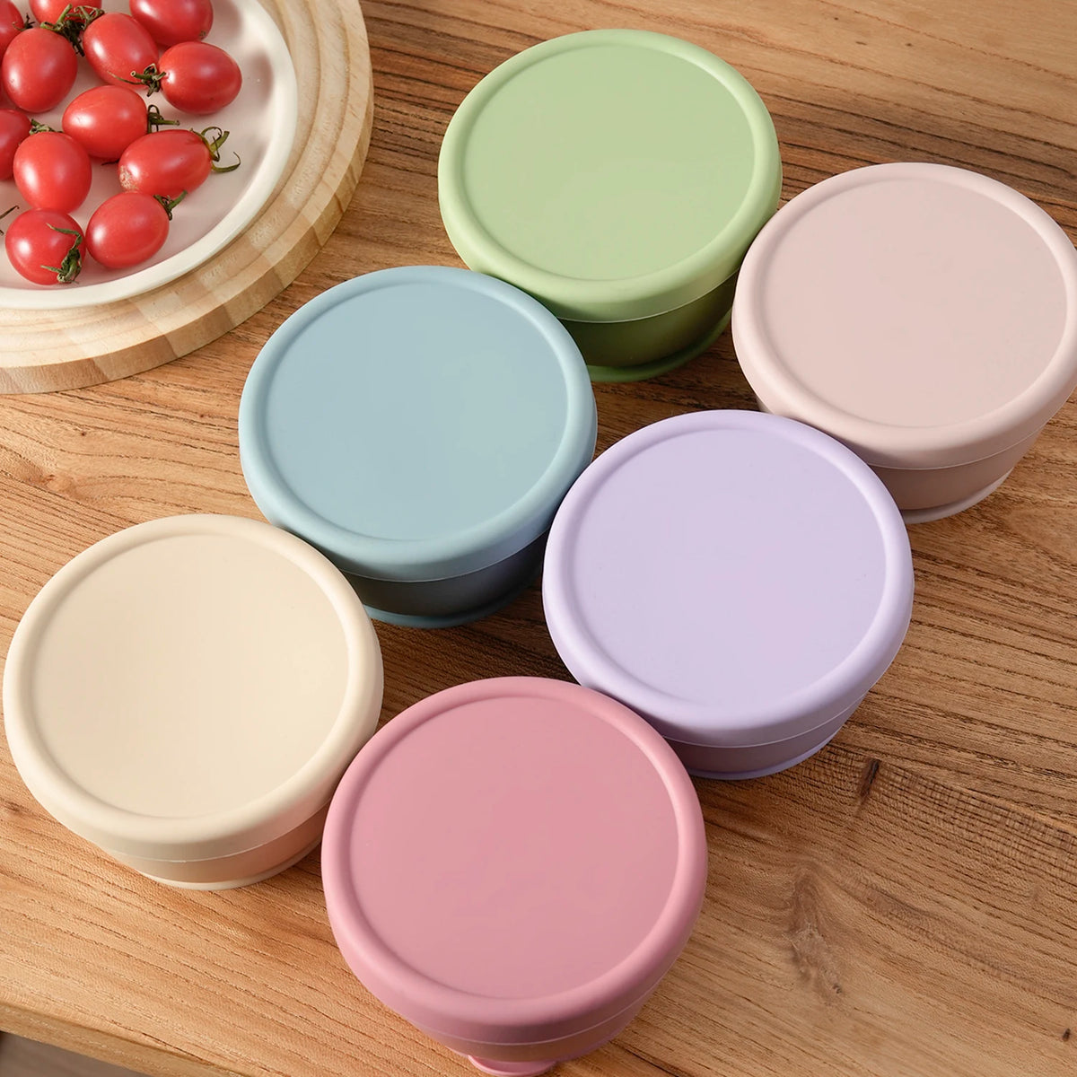 1PC Silicone Baby Feeding Bowl with Suction Cup Portable Food Storage Container with Lids Toddler Solid Self Feeding Tableware