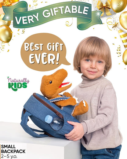 Toddler Backpack with Detachable Dinosaur Toy for Boys | Side & Inner Pockets, Reflective Logo | Dinosaur Backpack for Kids 3-5