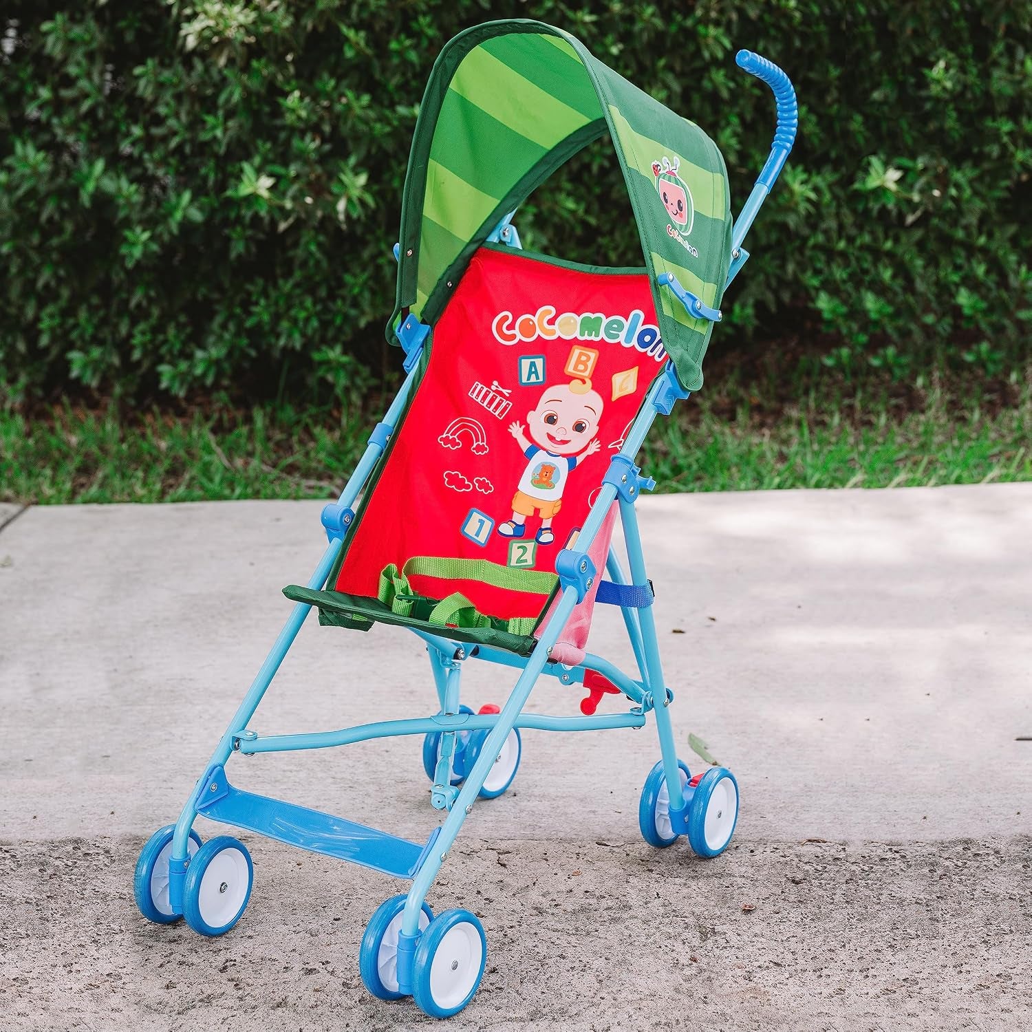 Sunny Days Entertainment  Official Umbrella Stroller with Canopy - Red Travel Stroller for Newborns Toddlers and Kids, Large | Alloy Steel Frame, 3 Point Harness, Rear Locking Brakes, 8 Wheels, 33 Lb Capacity, 6-36 Months, Folds 43.75 X 7 X 5 In