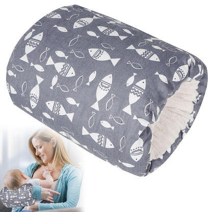 Baby Nursing Arm Pillow for Breastfeeding(Grey Fish) | 100% Cotton Fabric Cushions the Caregiver'S Arm for Bottle Feeding. Washable, Portable Design Measures 23 X 21 Cm.