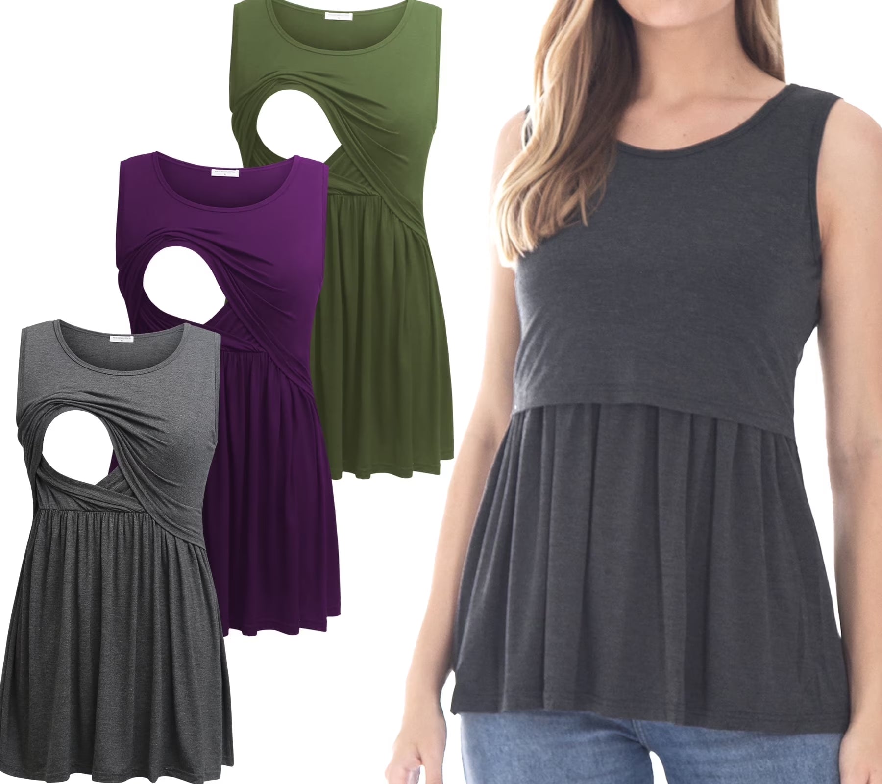 Female Sleeveless Maternity Tank Tops Breastfeeding Nursing Clothes