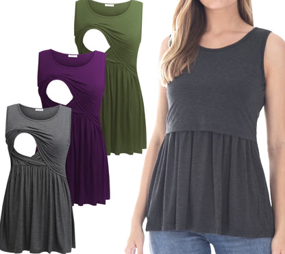 Female Sleeveless Maternity Tank Tops Breastfeeding Nursing Clothes