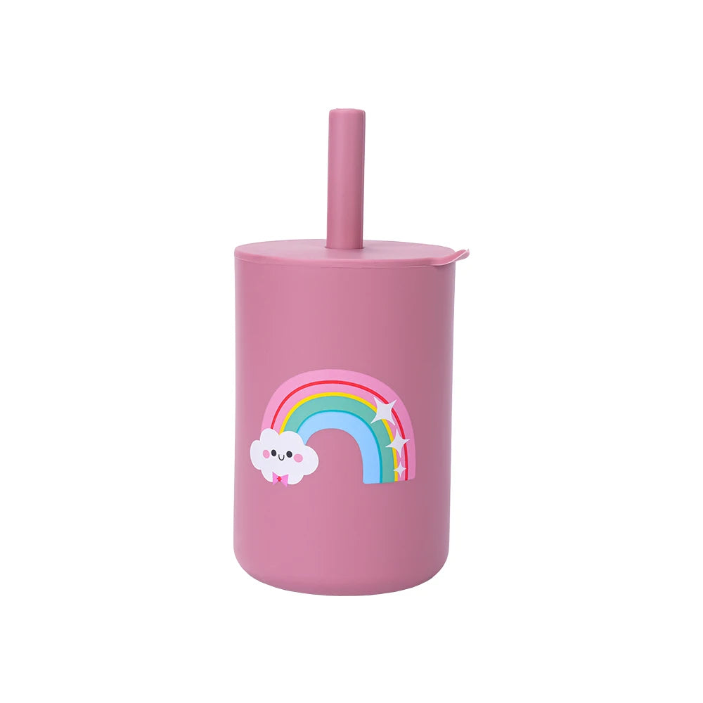 1PC Baby Feeding Drinkware Straw Cup Baby Cartoon Learning Feeding Cup Food Grade Silicone Toddler Water Bottle Tableware