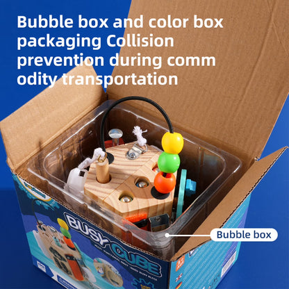 Busy Cube for Kids Sensory Busy Board Travel Toy for Toddlers 1 2 3 Years Old Educational Learning Toys Montessori Toys for Babies 18-24 Month