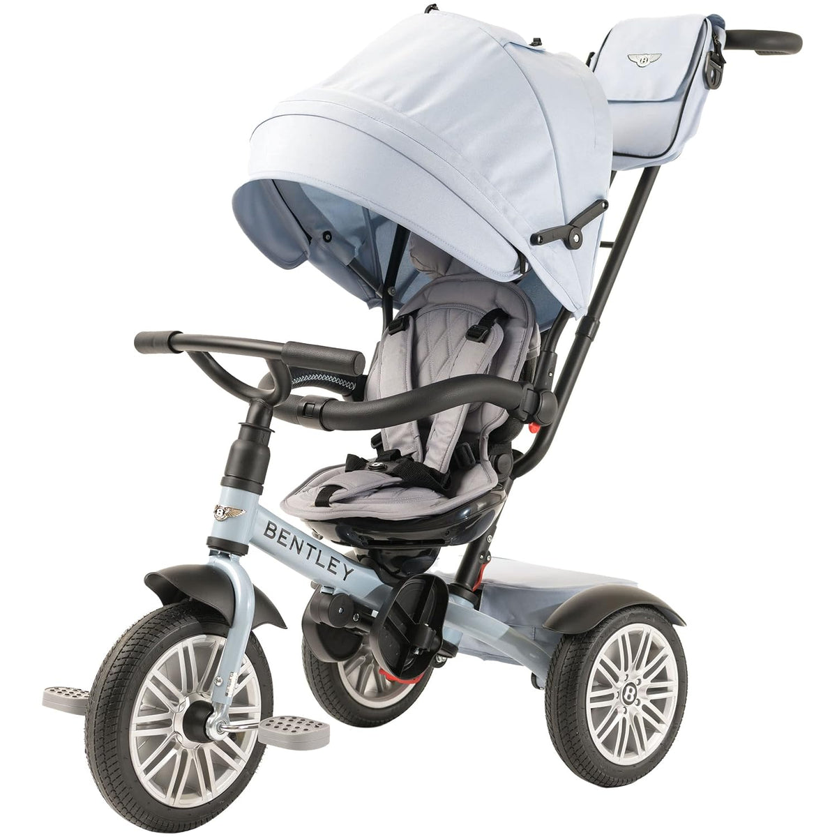 Bentley 6-In-1 Baby Stroller & Toddler Tricycle – Officially Licensed Luxury Kids Bike, Convertible Travel Strollers & Kid Trike with Air Wheels, Canopy & Safety Features (6M-5Y+ | Jetstream Blue) | Convertible Baby Stroller with Canopy and Air Wheels, Designed as a Travel Stroller and Baby Tricycle.